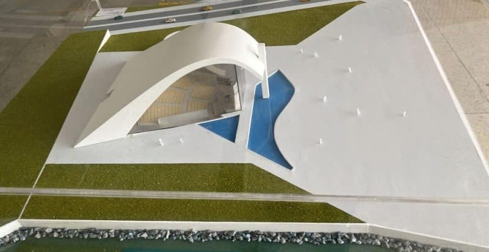Maquete da futura igreja evangélica que será construído no Caminho Niemeyer. Fotos: Divulgação/CADB