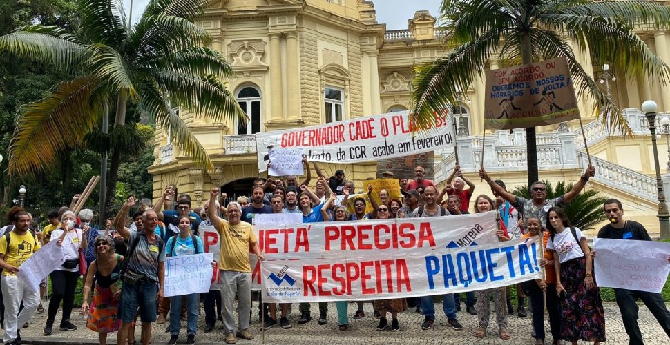 Manifestação pelas barcas em frente ao Palácio Guanabara. Foto: Isabella de Oliveira