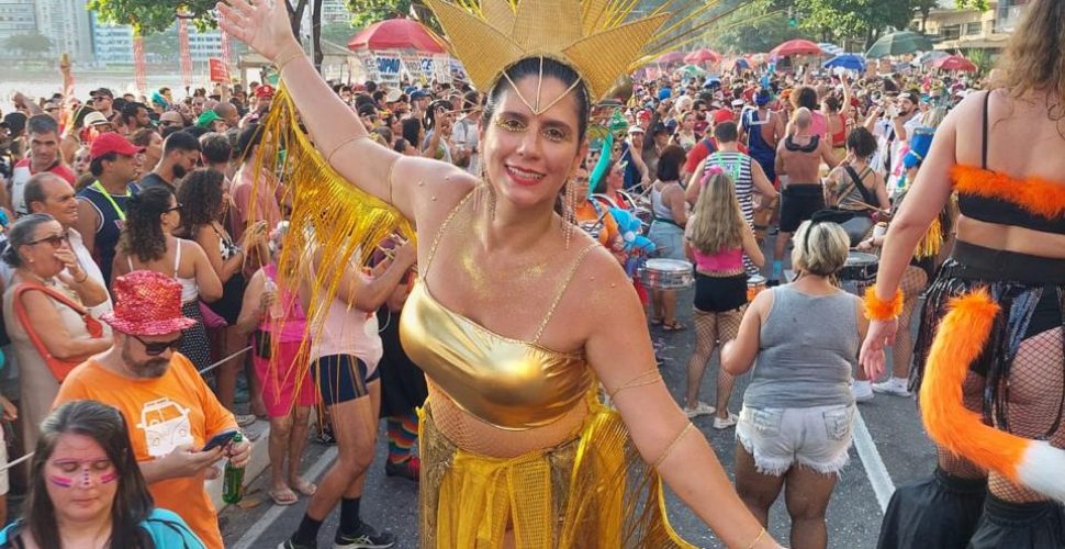 Luciana Moura, no desfile da Sinfônica Ambulante